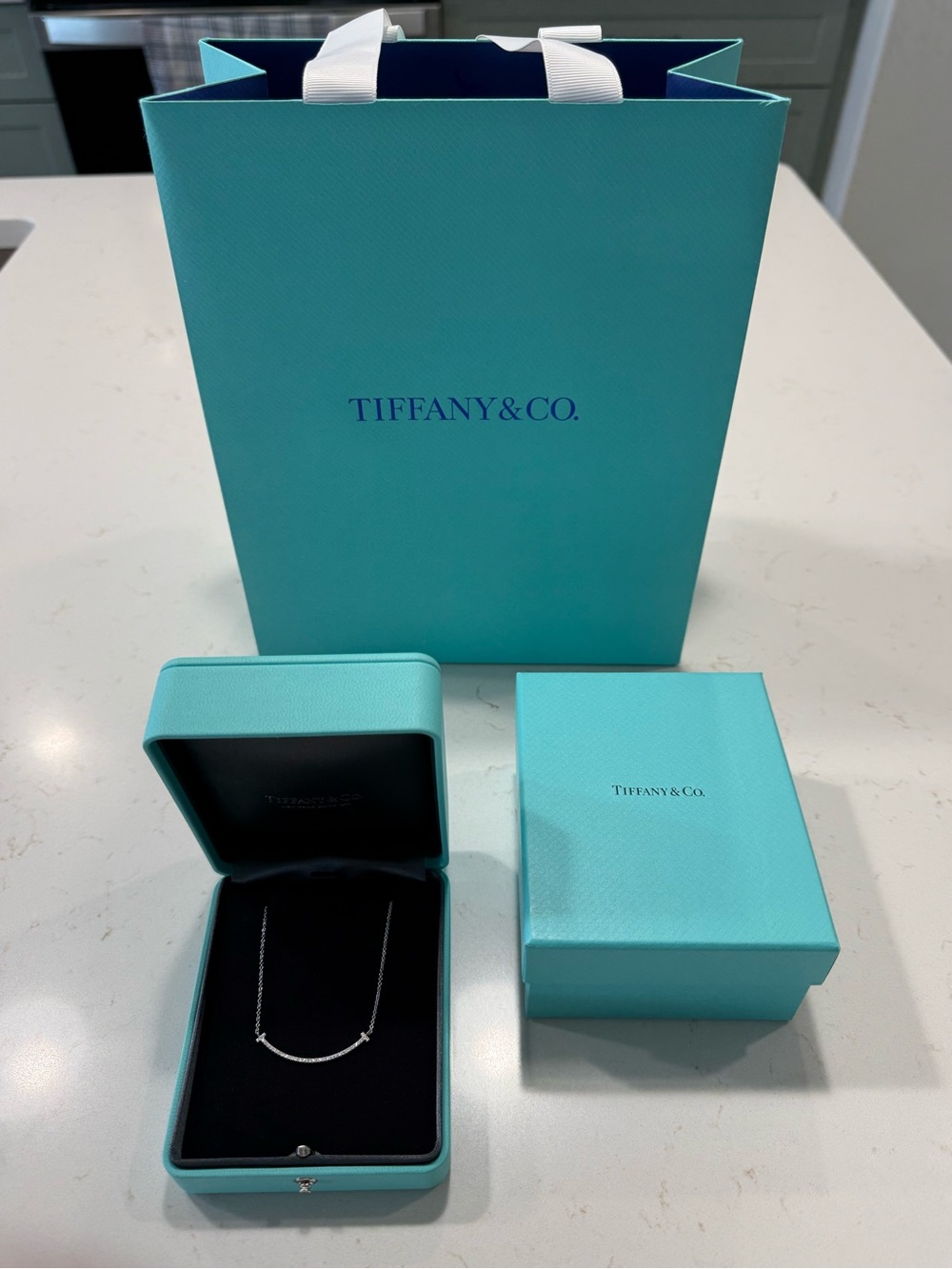 Tiffany Smile Pendant in White Gold with Diamonds